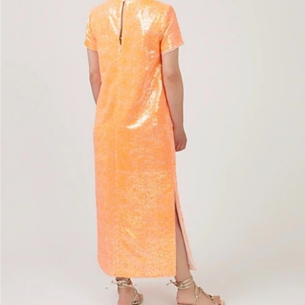 J. Crew Orange Sequin Shell long dress - Picture 4 of 13